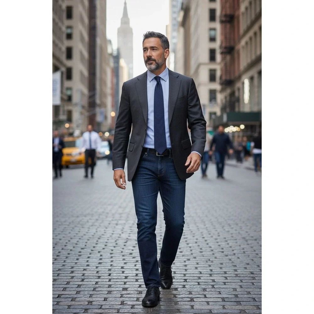 Armani Collezioni Men Blue Wool Blazer Jacket 46R formal Saks 5th Ave Careercore